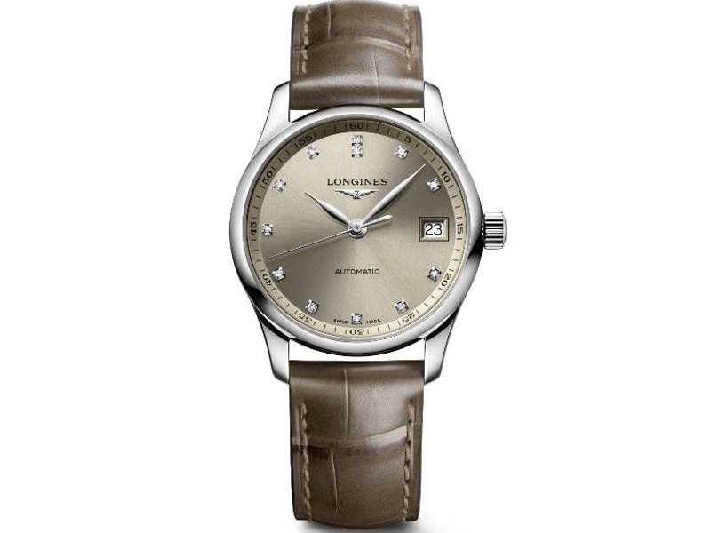 WOMEN'S AUTOMATIC WATCH STEEL/LEATHER WITH DIAMONDS THE LONGINES MASTER COLLECTION L2.357.4.07.2