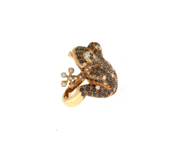 18 KT ROSE GOLD AND DIAMONDS FROG RING JUNIOR B ORNBR