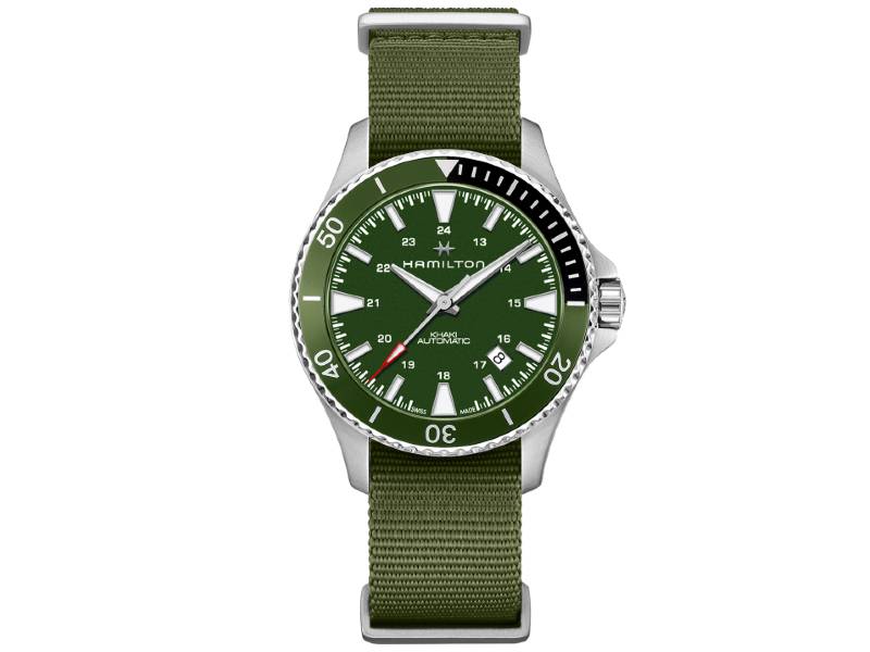 MEN'S AUTOMATIC WATCH STEEL/NATO KHAKI SCUBA HAMILTON H82375961