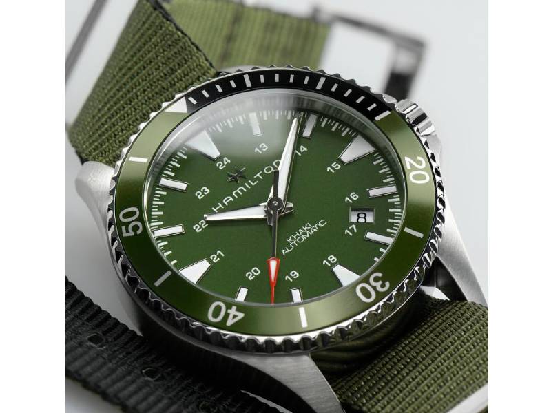 OROLOGIO UOMO AUTOMATICO ACCIAIO/NATO KHAKI SCUBA HAMILTON H82375961