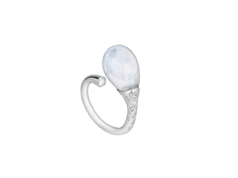 WHITE GOLD 18 KT DIAMONDS AND PEARLS IN MILKY-COLORED CRYSTAL JOYFUL CHANTECLER 42109