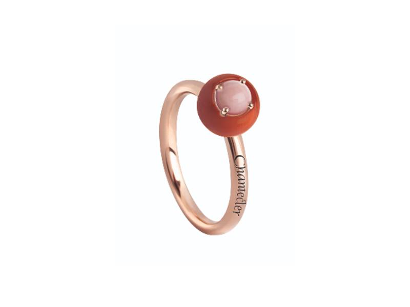 ROSE GOLD RING WITH RED CORAL AND PINK CORAL SPHERE JAM BON BON CHANTECLER 33211