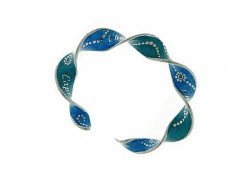 SILVER AND ENAMEL TWIST BRACELET BLUE AND GREEN CHANTECLER 32218