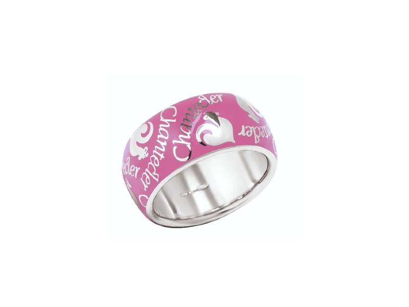 SILVER BAND RING WITH PINK ENAMEL ET VOILA' CHANTECLER 32309