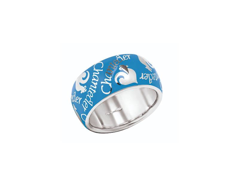 SILVER BAND RING WITH LIGHT BLUE ENAMEL ET VOILA' CHANTECLER 32105