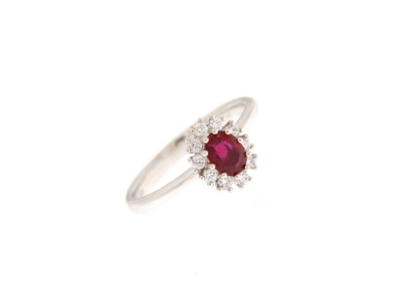 18 KT WHITE GOLD RING WITH RUBY AND DIAMONDS JUNIOR B RB067019