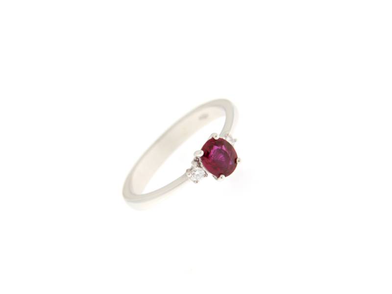 18 KT WHITE GOLD RING WITH RUBY AND DIAMONDS JUNIOR B RB062006