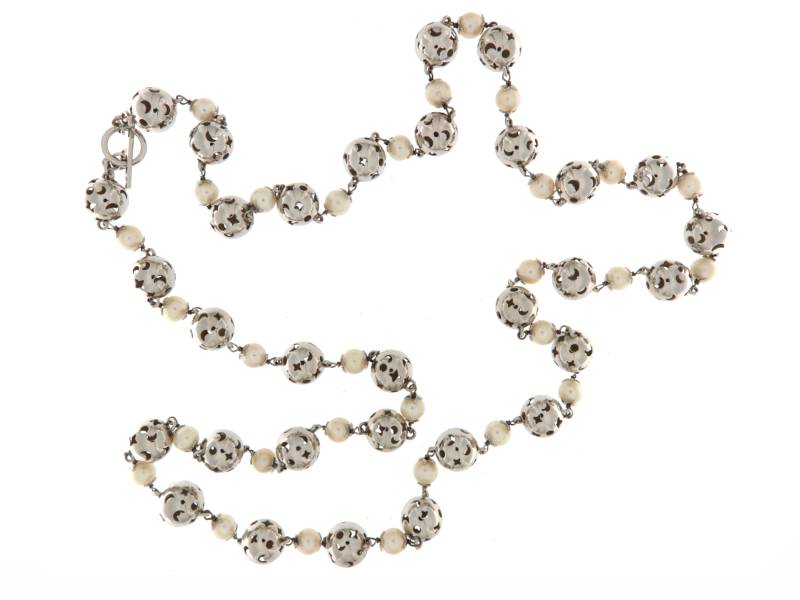 SILVER LONG NECKLACE WITH RIVER PEARLS ZANTOMIO CL055003XXX
