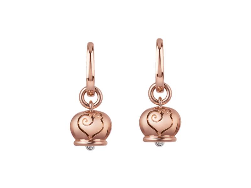 18 KT ROSE GOLD CAMPANELLA (BELL) EARRINGS WITH DIAMONDS CAMPANELLE CHANTECLER 36583
