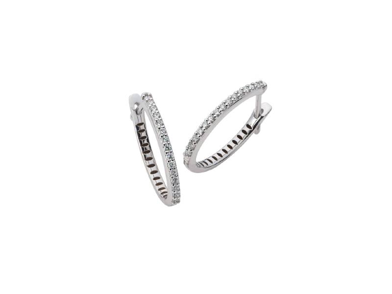 18KT WHITE GOLD HOOP EARRINGS WITH DIAMONDS POLELLO E31260BB