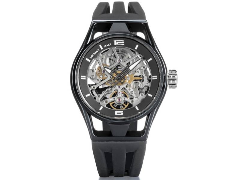 AUTOMATIC SKELETON STEEL/TITAN/SILICONE MEN'S WATCH MONTECRISTO LOCMAN 0544C09S-CBCBWHSK
