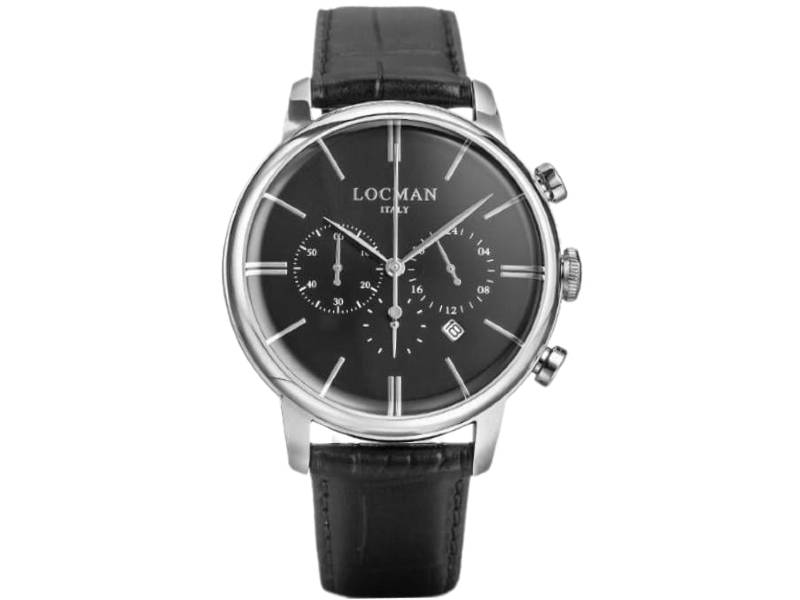 MEN'S WATCH QUARTZ STEEL/LEATHER CHRONO 1960 LOCMAN 0254A01A-00BKGYPK