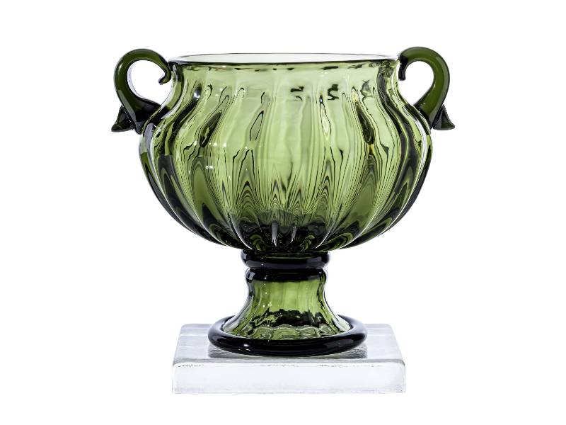 VASO VERDE MELA BASE CRISTALLO SPRING RENAISSANCE EMILY AVENSON EDIZIONE NUMERATA VENINI 782.50