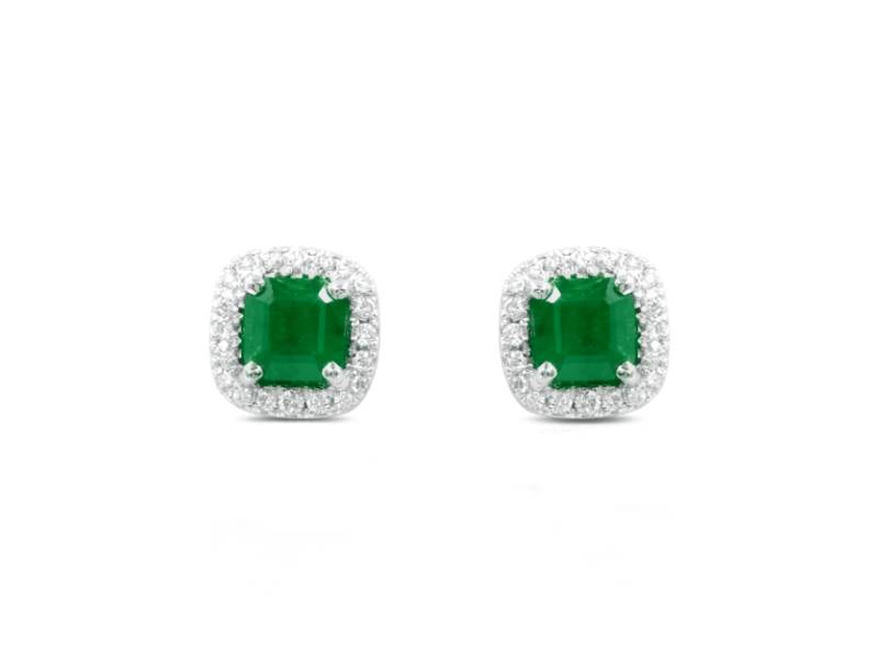 18KT WHITE GOLD STUD EARRINGS WITH DIAMONDS AND EMERALDS COLORE GIANNI CARITA' FO857/OBS