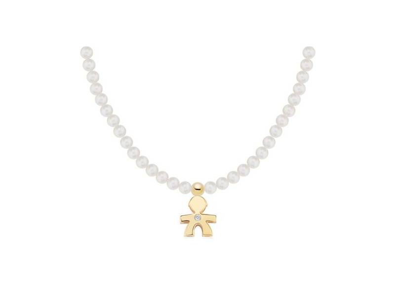 COLLANA ORO GIALLO 9KT CON PERLE E DIAMANTE BIMBO LE PERLE LE BEBE' LBB820