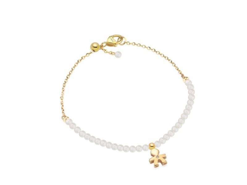9KT YELLOW GOLD BRACELET WITH PEARLS AND DIAMOND BOY LE PERLE LE BEBE' LBB822