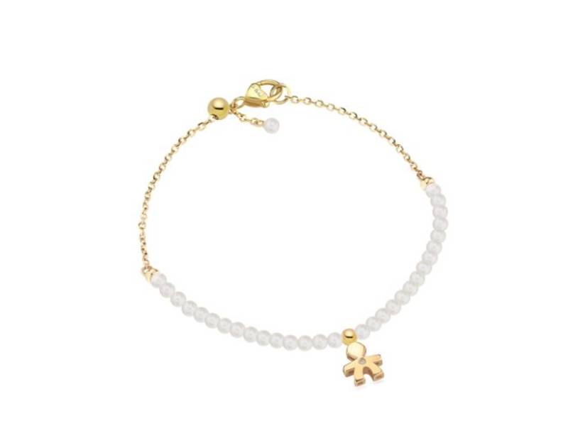 BRACCIALE ORO GIALLO 9KT CON PERLE E DIAMANTE BIMBO LE PERLE LE BEBE' LBB822