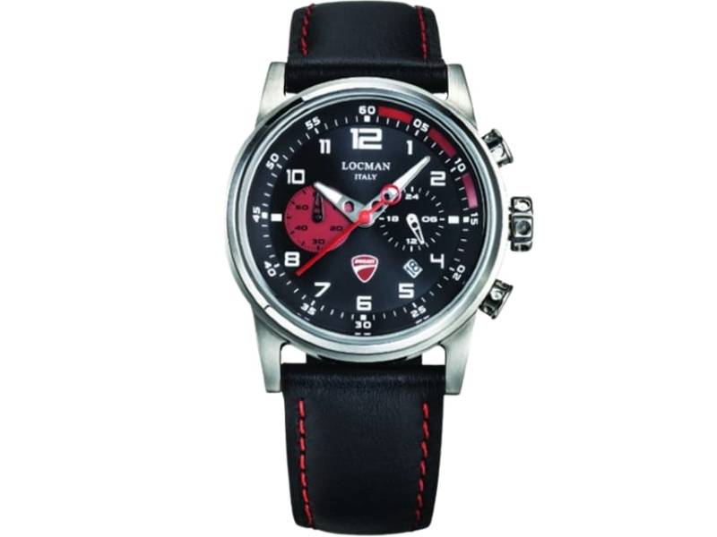 MEN'S WATCH QUARTZ CHRONO STEEL/LEATHER DUCATI LOCMAN D105A01S-00BKRPKR