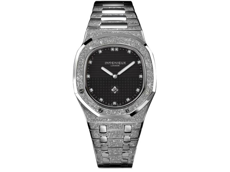 AUTOMATIC WATCH STEEL/STEEL FROST BLACK WITH DIAMONDS INGENIEUX IL1007/F/BK/DD