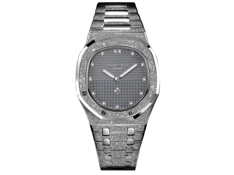 AUTOMATIC WATCH STEEL/STEEL FROST GREY WITH DIAMONDS INGENIEUX IL1007/F/G/DD