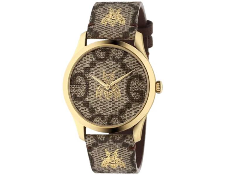 WATCH QUARTZ GOLD PVD/LEATHER G-TIMELESS GUCCI YA1264068