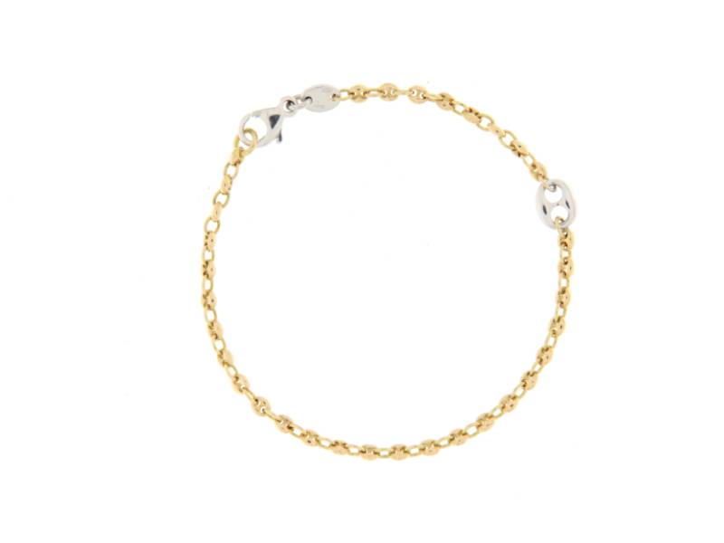 BRACCIALE UOMO ORO GIALLO E BIANCO MAGLIA MARINA GIOVEPLUVIO 8246 OG/OB