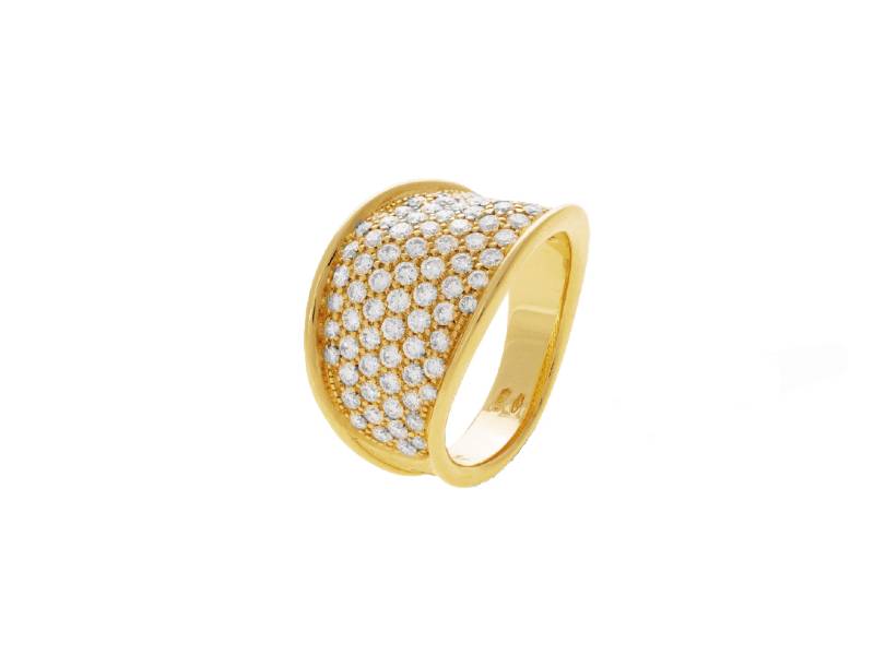 YELLOW GOLD AND DIAMONDS BAND RING MODEL LUNARIA ALTA MARCO BICEGO AB550-B1-Y-2Y