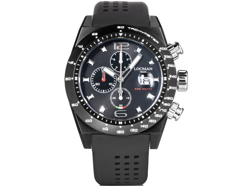 MEN'S WATCH QUARTZ CHRONO PVD/SILICONE STEALTH 300MT LOCMAN 0219K01A-BKBKNKS2K