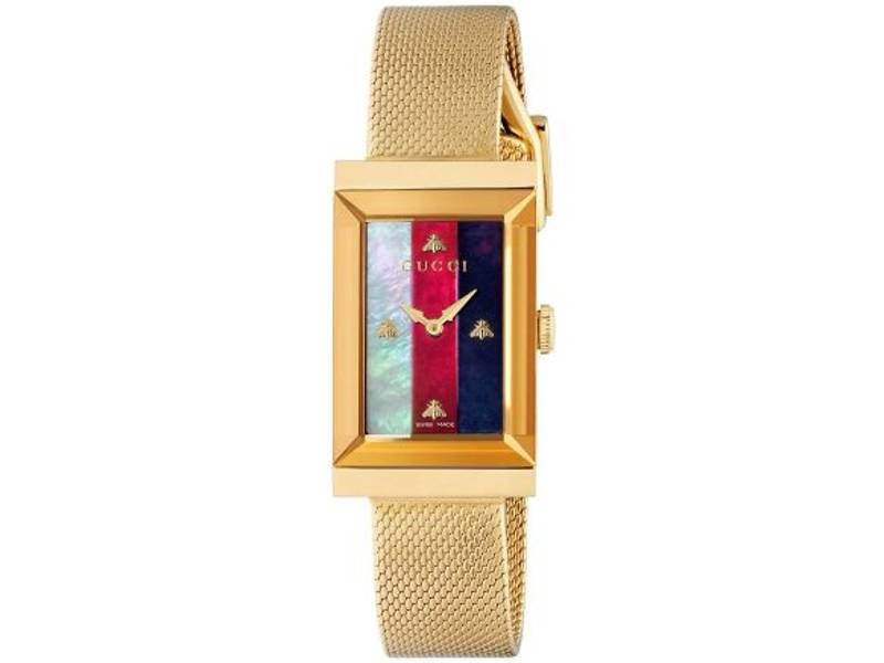 WOMEN'S WATCH STEEL/STEEL GOLD PVD COATING QUARTZ G-FRAME GUCCI YA147410