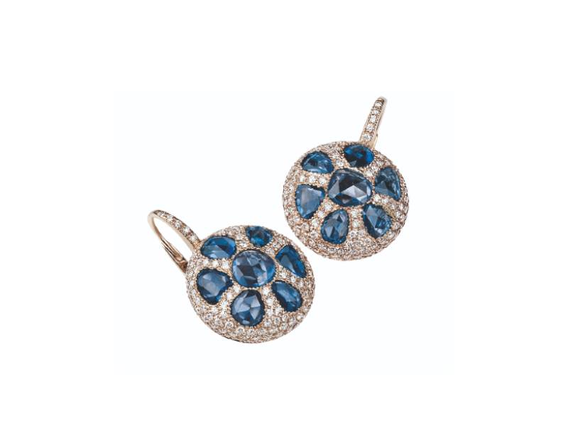 18KT YELLOW GOLD PENDANT EARRINGS WITH FLAT SAPPHIRE AND DIAMONDS ENCHANTE' CHANTECLER 33508