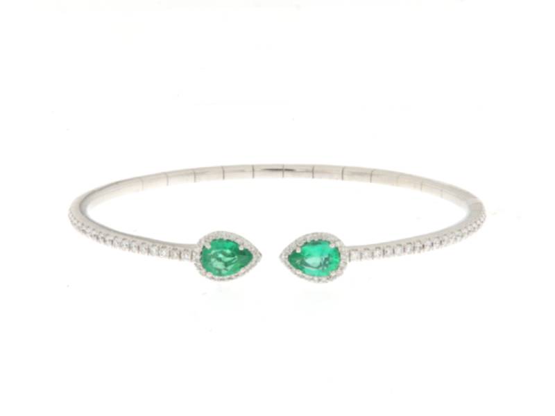 18KT WHITE GOLD BANGLE BRACELET WITH DIAMONDS AND EMERALDS JOVANE JBG56R2 B