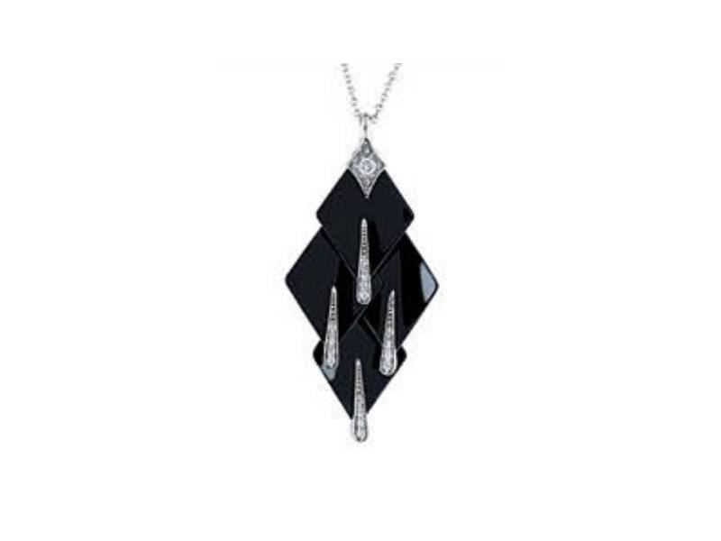 18KT WHITE GOLD NECKLACE WITH PENDANT IN BLACK CERAMIC, WHITE GOLD AND DIAMONDS DIVA ROBERTO DEMEGLIO 9023N2DBOB