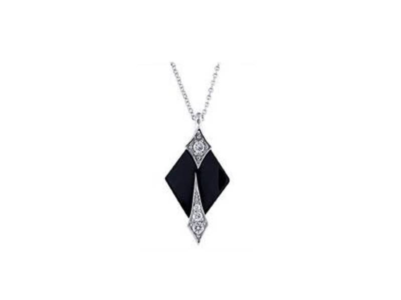 18KT WHITE GOLD NECKLACE WITH PENDANT IN BLACK CERAMIC, WHITE GOLD AND DIAMONDS DIVA ROBERTO DEMEGLIO 9024N1DBOB