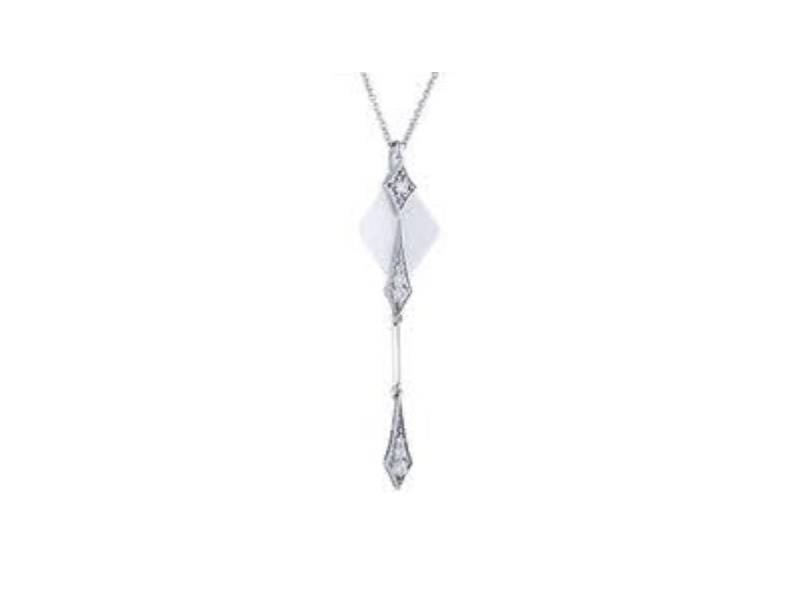 18KT WHITE GOLD NECKLACE WITH PENDANT IN WHITE CERAMIC, WHITE GOLD AND DIAMONDS ROBERTO DEMEGLIO 9024B5DBOB