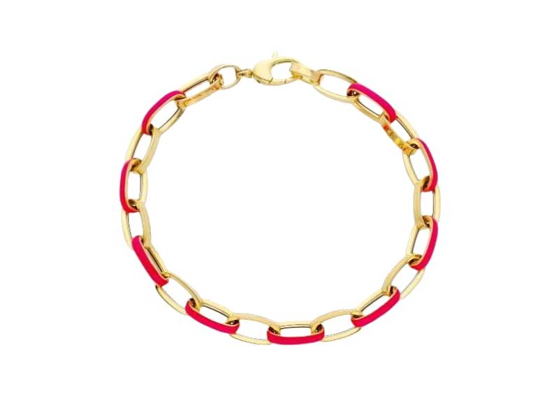 18 KT YELLOW GOLD AND PINK FLUO ENAMEL BRACELET 264915