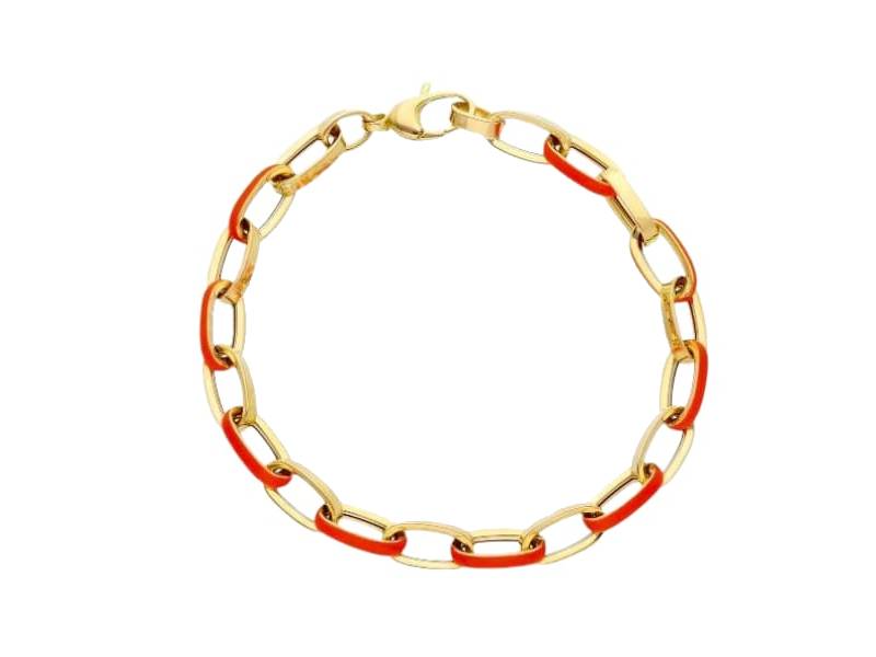 18 KT YELLOW GOLD AND FLUO ORANGE ENAMEL BRACELET 264916