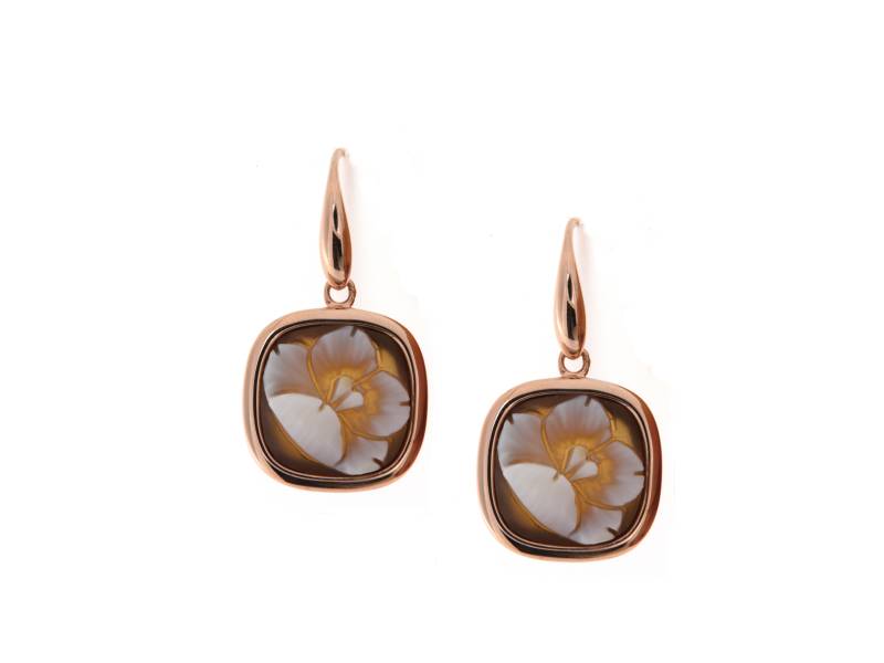 ORECCHINI IN ARGENTO CON CAMMEO FIORI ROMANTICA CAMEO ITALIANO O19H-R