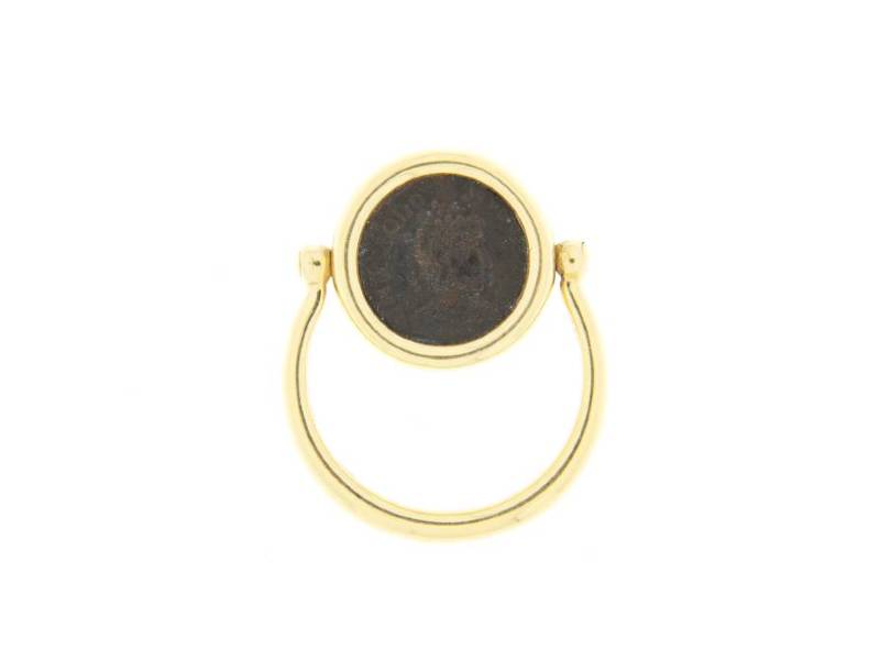 18KT YELLOW GOLD RING WITH ANTIQUE COIN MONETE BULGARI AN008814