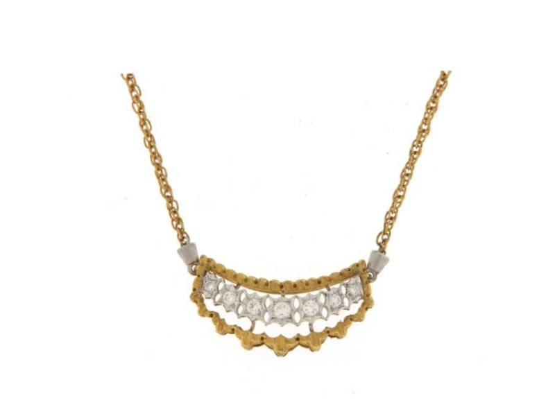 18KT YELLOW GOLD NECKLACE WITH SCALLOPED SHAPE IN WHITE AND YELLOW GOLD MARIO BUCCELLATI MB345