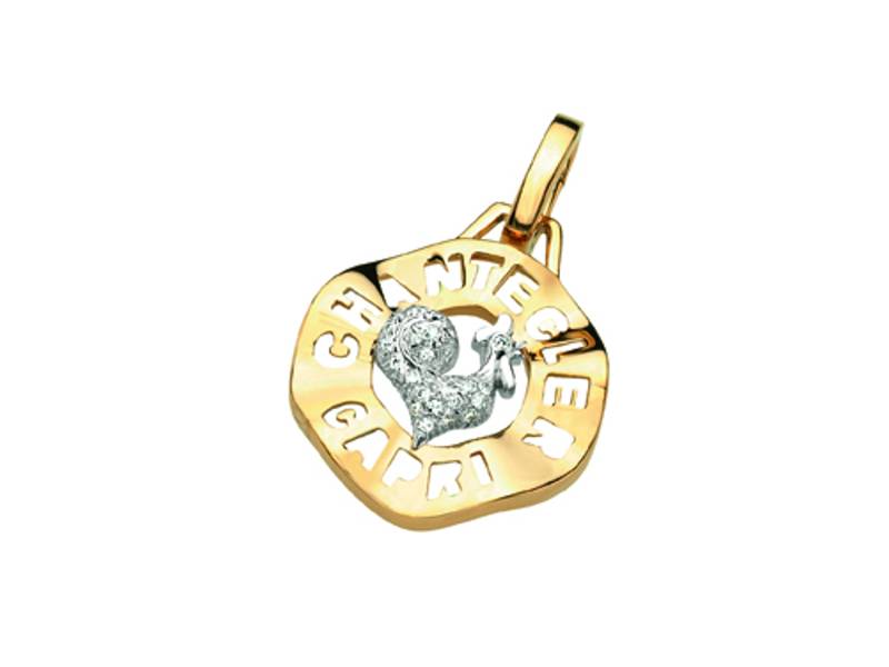 YELLOW GOLD SMALL CHARM ROOSTER WITH DIAMONDS LOGO VIP CHANTECLER 28154