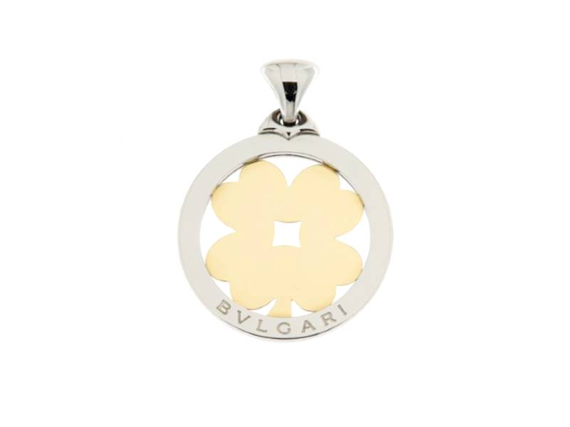 STAINLESS STEEL AND 18KT YELLOW GOLD FOUR-LEAF CLOVER PENDANT TONDO BULGARI