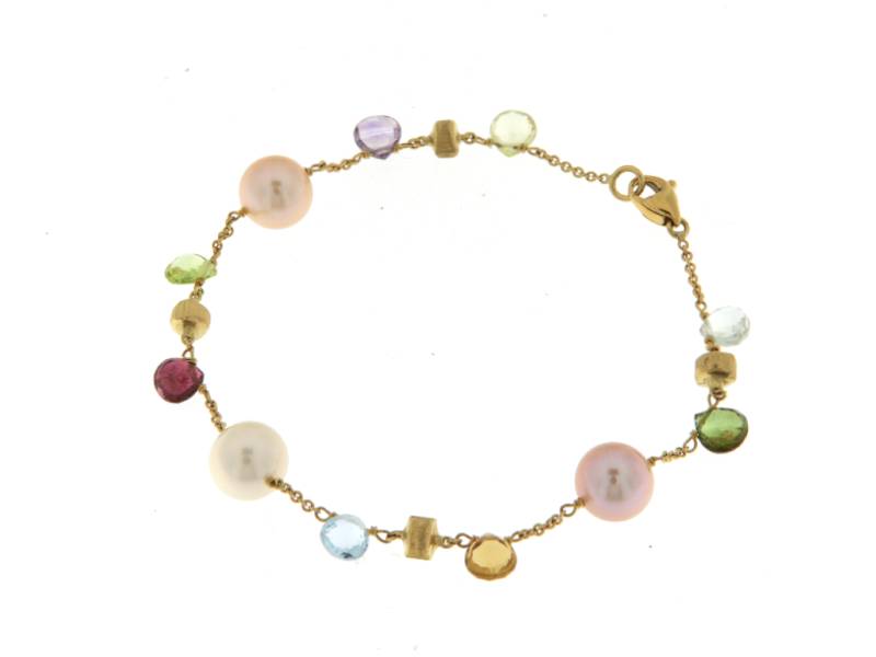 BRACCIALE ORO GIALLO PIETRE MULTICOLORE E PERLE PARADISE MARCO BICEGO BB1311-MIX114