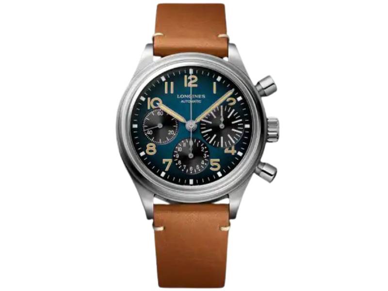 CHRONOGRAPH AUTOMATIC MEN'S WATCH TITANIUM/LEATHER THE LONGINES AVIGATION BIGEYE HERITAGE AVIGATION LONGINES L2.816.1.93.2