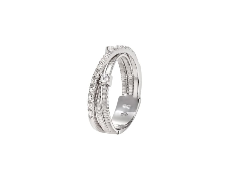 18 KT WHITE GOLD AND DIAMONDS THREE-BAND RING GOA MARCO BICEGO AG269-B2