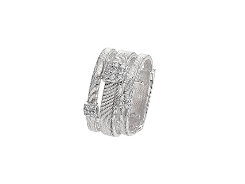 18KT WHITE GOLD THREE-BAND AND PAVE' DIAMONDS RING MASIAI MARCO BICEGO AG326-B1