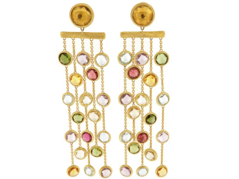 18 KT YELLOW GOLD AND GEMSTONES PENDANT EARRINGS JAIPUR COLOR MARCO BICEGO OB1079-MIX01