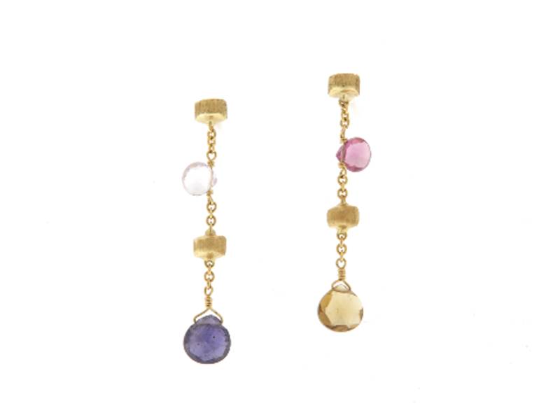 18KT YELLOW GOLD DROP EARRINGS WITH COLOURED GEMSTONES PARADISE MARCO BICEGO OB580-MIX01