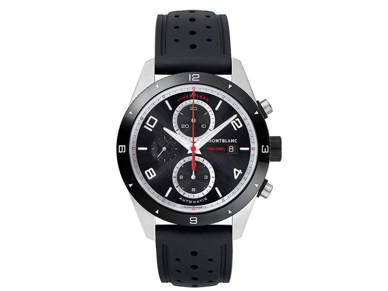 CHRONOGRAPH AUTOMATIC MEN'S WATCH STAINLESS STEEL/CAUCCIU' WITH CERAMIC BEZEL TIMEWALKER MONTBLANC 116096