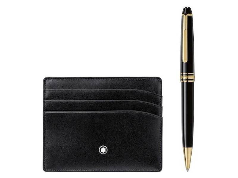 SET BALLPOINT PEN CLASSIQUE GOLD COATED AND CREDIT CARD HOLDER MEISTERSTUCK MONTBLANC 118908