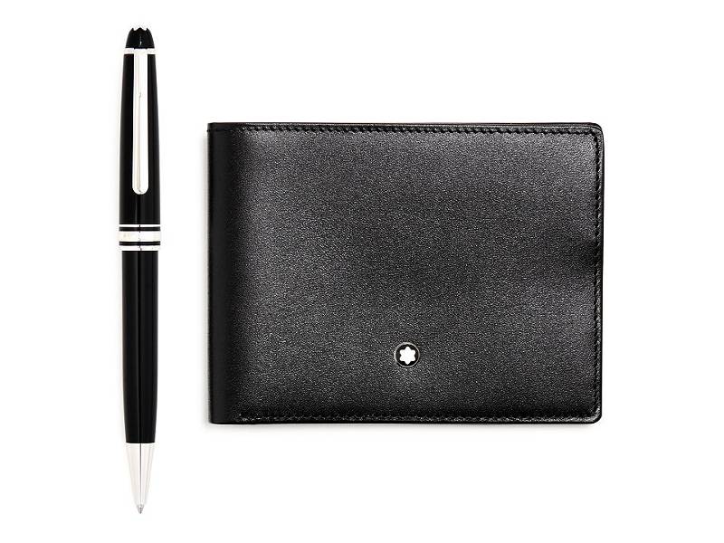 BALLPOINT PEN CLASSIQUE PLATINUM LINE AND WALLET 6CC BLACK MEISTERSTUCK MONTBLANC 117084